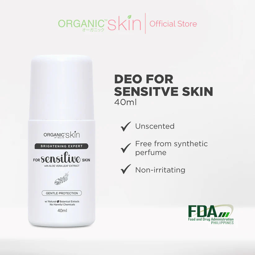 Organic Skin - Unscented Intensive Whitening Underarm Deodorant Deo Roll on for Sensitive Skin