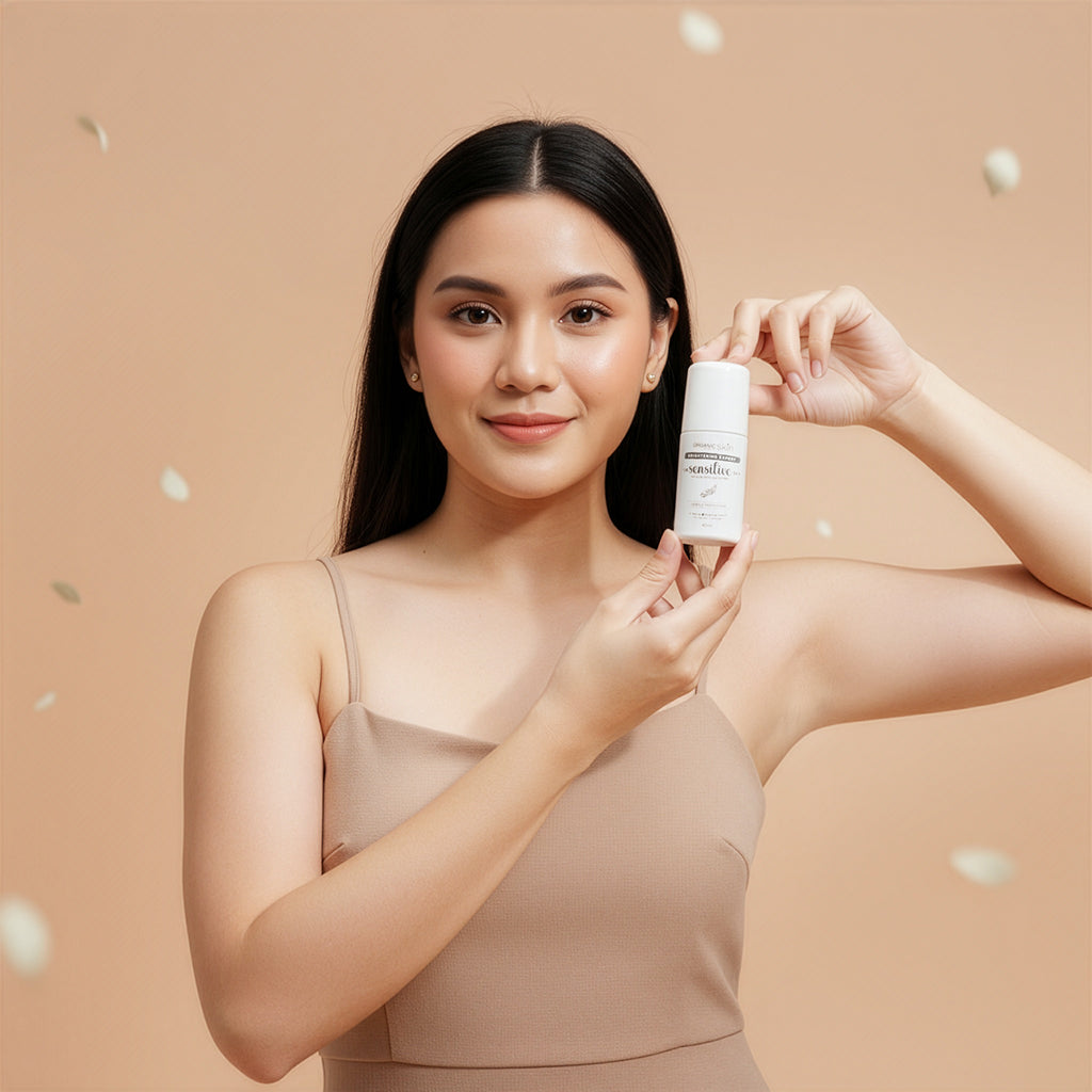 Organic Skin - Unscented Intensive Whitening Underarm Deodorant Deo Roll on for Sensitive Skin